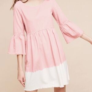 Anthropologie Holding Horses Light Pink Lilibet Dip Dye Babydoll Dress Size 4